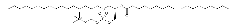 1-O-十六烷基-2-油酰基-sn-甘油-3-磷酸胆碱结构式
