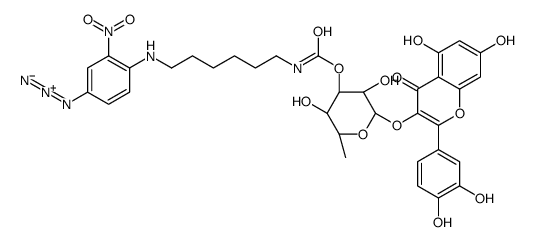 3'-O-((6-(2-nitro-4-azidophenylamino)hexyl)carbamoyl)quercitrin结构式
