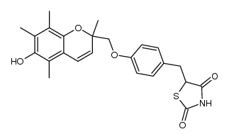 (+/-)-5-[4-(6-hydroxy-2,5,7,8-tetramethyl-2H-chromen-2-ylmethoxy)benzyl]thiazolidine-2,4-dione结构式