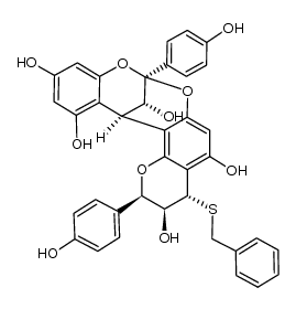 epiafzelechin-(4β->8,2β->O->7)-epiafzelechin 4'-benzylthioether Structure