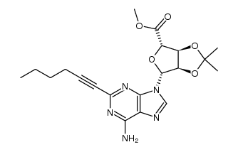 methyl 2',3'-O-isopropylidene-2-(1-hexyn-1-yl)adenosine-5'-uronate结构式