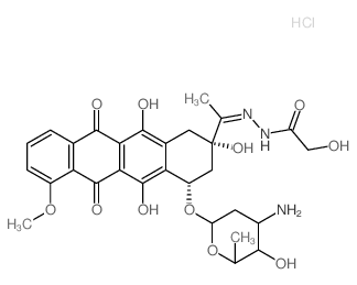 L-Lyxo-hexopyranoside, 3-acetyl-1, 2,3,4,6,11-hexahydro-3,5,12-trihydroxy-10-methoxy-6, 11-dioxo-1-naphthacenyl 3-amino-2,3,6-trideoxy-, 3-(glycoloylhydrazone), monohydrochloride, monohydrate, (1S, 3S Structure