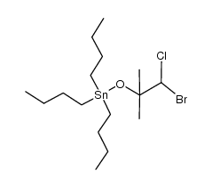 ((1-bromo-1-chloro-2-methylpropan-2-yl)oxy)tributylstannane结构式
