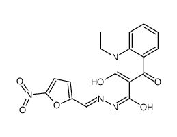 3-Quinolinecarboxylic acid, 1,2-dihydro-1-ethyl-4-hydroxy-2-oxo-, ((5- nitro-2-furanyl)methylene)hydrazide结构式