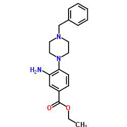 乙基 3-氨基-4-(4-苄基-1-哌嗪基)苯酸酯结构式