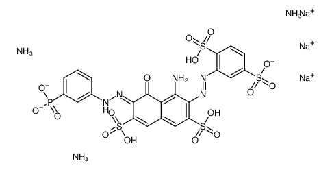 4-amino-3-[(2,5-disulphophenyl)azo]-5-hydroxy-6-[(3-phosphonophenyl)azo]naphthalene-2,7-disulphonic acid, ammonium sodium salt Structure