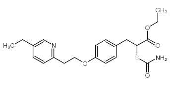 α-[(氨基羰基)硫基]-4-[2-(5-乙基-2-吡啶基)乙氧基]苯丙酸乙酯结构式