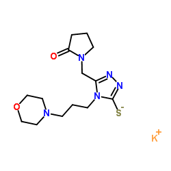 potassium 4-(3-morpholin-4-ylpropyl)-5-[(2-oxopyrrolidin-1-yl)methyl]-4H-1,2,4-triazole-3-thiolate结构式