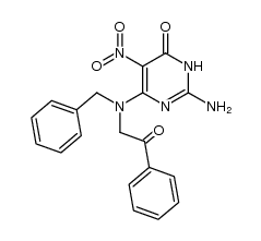2-amino-6-[benzyl(2-oxo-2-phenylethyl)amino]-5-nitro-4(3H)-pyrimidinone Structure