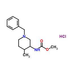 Methyl (1-benzyl-4-methyl-3-piperidinyl)carbamate hydrochloride (1:1) Structure