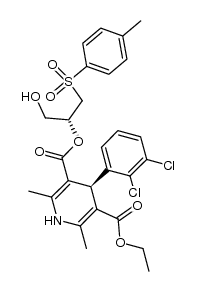 (S)-3-ethyl 5-((R)-1-hydroxy-3-tosylpropan-2-yl) 4-(2,3-dichlorophenyl)-2,6-dimethyl-1,4-dihydropyridine-3,5-dicarboxylate结构式