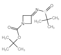 3-叔丁基亚磺酰亚胺基氮杂环丁烷-1-羧酸叔丁酯结构式