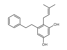 3,5-dihydroxy-2-(3-methyl-2-butenyl)bibenzyl Structure