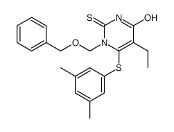 6-(3,5-dimethylphenyl)sulfanyl-5-ethyl-1-(phenylmethoxymethyl)-2-sulfanylidenepyrimidin-4-one结构式