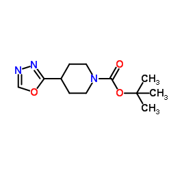 2-Methyl-2-propanyl 4-(1,3,4-oxadiazol-2-yl)-1-piperidinecarboxylate结构式