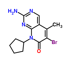 2-氨基-6-溴-8-环戊基-5-甲基吡啶并[2,3-d]嘧啶-7(8H)-酮结构式