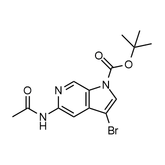 5-乙酰氨基-3-溴-1H-吡咯并[2,3-c]吡啶-1-羧酸叔丁酯结构式