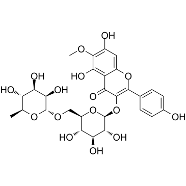 6-甲氧基山柰酚-3-O-芸香糖苷结构式