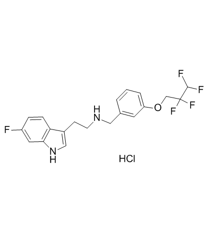 N-[2-(6-氟-1H-吲哚-3-基)乙基]-3-(2,2,3,3-四氟丙氧基)苄基胺单盐酸盐结构式