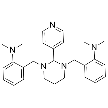 2,2'-[[二氢-2-(4-吡啶基)-1,3(2H,4H)-嘧啶二基]二(亚甲基)]二[N,N-二甲基苯胺]结构式