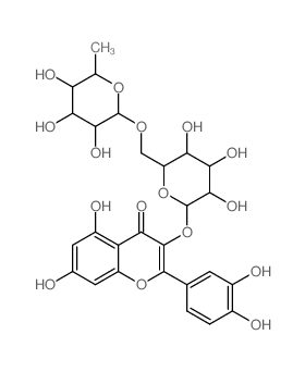 Flavone,3,3',4',5,7-pentahydroxy-, 3-[6-O-(6-deoxy-a-L-mannopyranosyl)-b-D-glucopyranoside], cadmium salt (1:1) (8CI)结构式