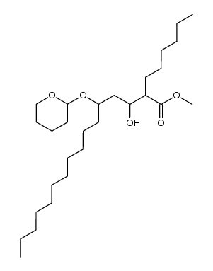methyl 2-hexyl-3-hydroxy-5-[(tetrahydro-2H-pyran-2yl)oxy]hexadecanoate Structure