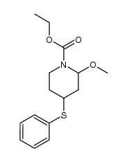 ethyl 2-methoxy-4-(phenylthio)piperidine-1-carboxylate结构式