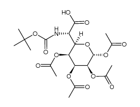 1,2,3,4-tetra-O-acetyl-6-deoxy-6-tert-butoxycarbonylamino-α-D-glycero-D-talo-heptopyranuronic acid Structure