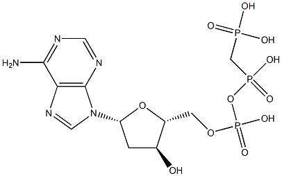 2'-脱氧腺苷 5'-[[[羟基(磷酰氧基)亚膦酰]甲基]膦酸氢酯]结构式