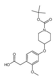 2-(4-(1-(tert-butoxycarbonyl)piperidin-4-yloxy)-2-methoxyphenyl)acetic acid Structure