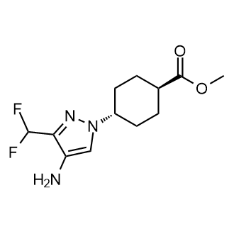 (1R,4R)-4-(4-氨基-3-(二氟甲基)-1H-吡唑-1-基)环己烷-1-羧酸甲酯结构式