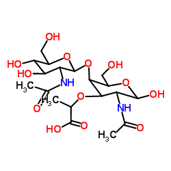 N-乙酰基-D-氨基葡萄糖基-(1-4)-N-乙酰基尿酸结构式
