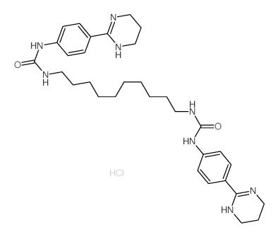 Urea, 1,1-decamethylenebis[3-[p-(1,4,5, 6-tetrahydro-2-pyrimidinyl)phenyl]-,dihydrochloride Structure