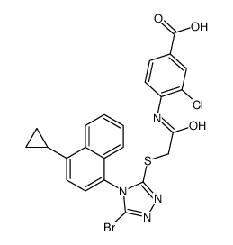 4-[[2-[[5-溴-4-(4-环丙基-1-萘基)-4H-1,2,4-三唑-3-基]硫]乙酰]氨基]-3-氯苯甲酸结构式