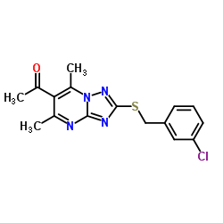 1-{2-[(3-Chlorobenzyl)thio]-5,7-dimethyl-[1,2,4]triazolo[1,5-a]pyrimidin-6-yl}ethanone结构式
