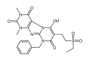 7-[2-(乙基磺酰基)乙基]-6-羟基-1,3-二甲基-9-(苯基甲基)-嘧啶并[2,1-f]嘌呤-2,4,8(1H,3H,9H)-三酮结构式