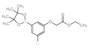 2-(3-氯-5-(4,4,5,5-四甲基-1,3,2-二氧硼杂环戊烷-2-基)苯氧基)乙酸乙酯结构式