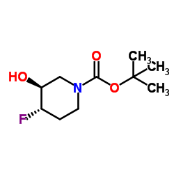 1-Piperidinecarboxylic acid, 4-fluoro-3-hydroxy-, 1,1-dimethylethyl ester Structure