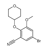5-bromo-3-methoxy-2-tetrahydropyran-4-yloxy-benzonitrile Structure