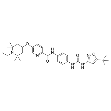 N-[4-[[[[5-(叔丁基)-3-异恶唑基]氨基]羰基]氨基]苯基]-5-[(1-乙基-2,2,6,6-四甲基-4-哌啶基)氧基]-2-吡啶甲酰胺结构式