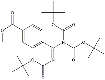 Benzoic acid, 4-[[bis[(1,1-dimethylethoxy)carbonyl]amino][[(1,1- dimethylethoxy)carbonyl]imino]methyl]-, methyl ester Structure