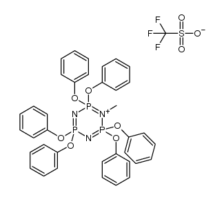 N-methyl hexa(phenoxy)cyclotriphosphazenium trifluoromethanesulfonate Structure