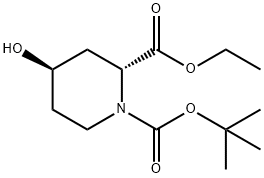 1-叔丁基2-乙基(2R,4R)-4-羟基哌啶-1,2-二羧酸酯结构式