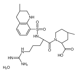 (2R,4R)-1-[(2S)-5-(diaminomethylideneamino)-2-[[(3R)-3-methyl-1,2,3,4-tetrahydroquinolin-8-yl]sulfonylamino]pentanoyl]-4-methylpiperidine-2-carboxylic acid,hydrate Structure