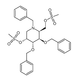 N-benzyl-3,4-di-O-benzyl-1,5-dideoxy-1,5-imino-2,6-di-O-methanesulfonyl-L-gulitol Structure
