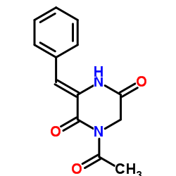 (3Z)-1-Acetyl-3-benzylidene-2,5-piperazinedione结构式