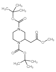 2-(2-甲氧基-2-氧代乙基)哌嗪-1,4-二羧酸二叔丁酯结构式