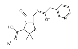 potassium,3,3-dimethyl-7-oxo-6-[(2-pyridin-3-ylacetyl)amino]-4-thia-1-azabicyclo[3.2.0]heptane-2-carboxylate结构式