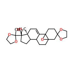 3,3,20,20-Bis(ethylene-dioxy)-17α-hydroxy-5α,10α-epoxy-19-norpregna-9(11)-ene结构式
