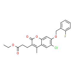 ethyl 3-[6-chloro-7-[(2-fluorophenyl)methoxy]-4-methyl-2-oxochromen-3-yl]propanoate结构式
